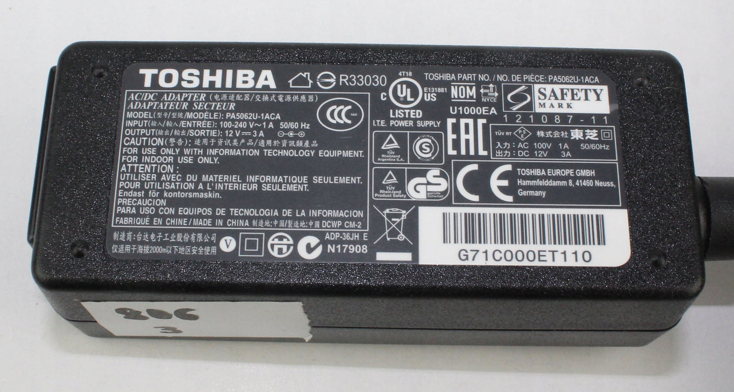 zasilacz TOSHIBA PA5062U-1ACA 12V 3A 3mm