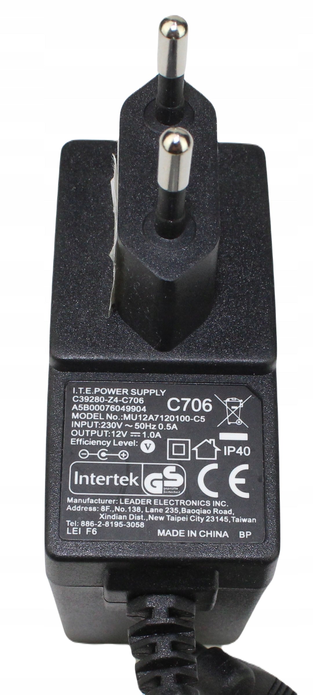 Zasilacz INTERTEK MU12A7120100-C5 12V 1A 5.5mm
