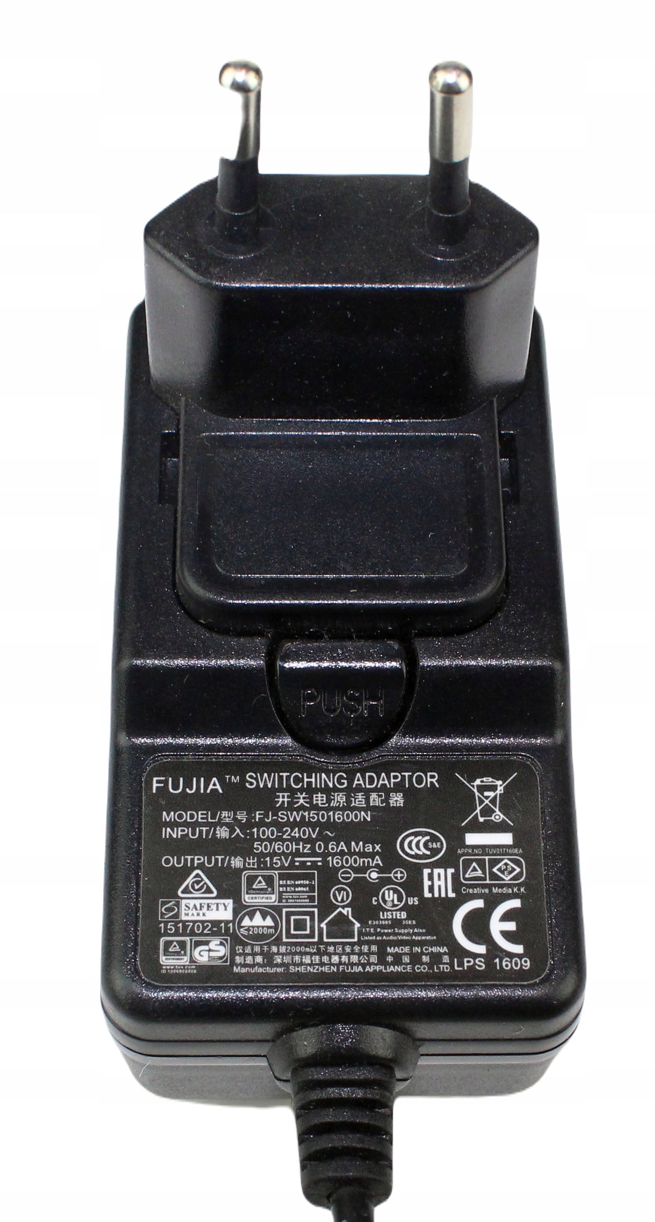 zasilacz FUJIA FJ-SW1501600N 15V 0.6A 3.5mm