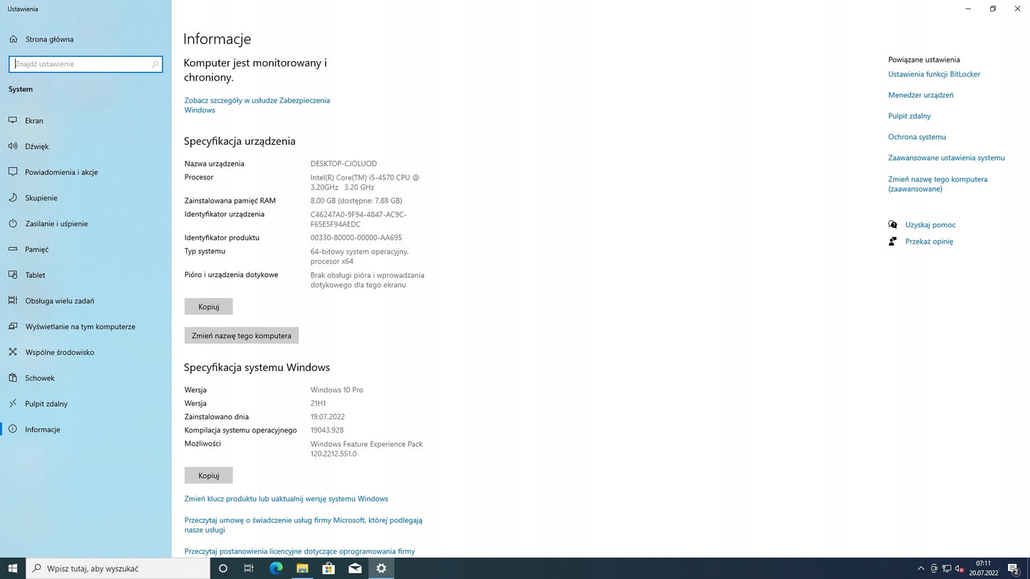 Komputer H&O 200 Outlet i5 / 8GB / SSD / HDD