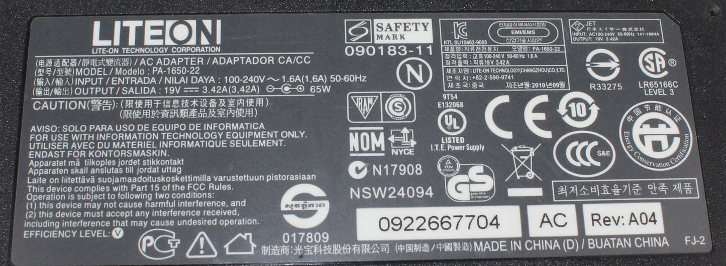 Zasilacz LITEON PA-1650-22 19V 3.42A 5.5mm
