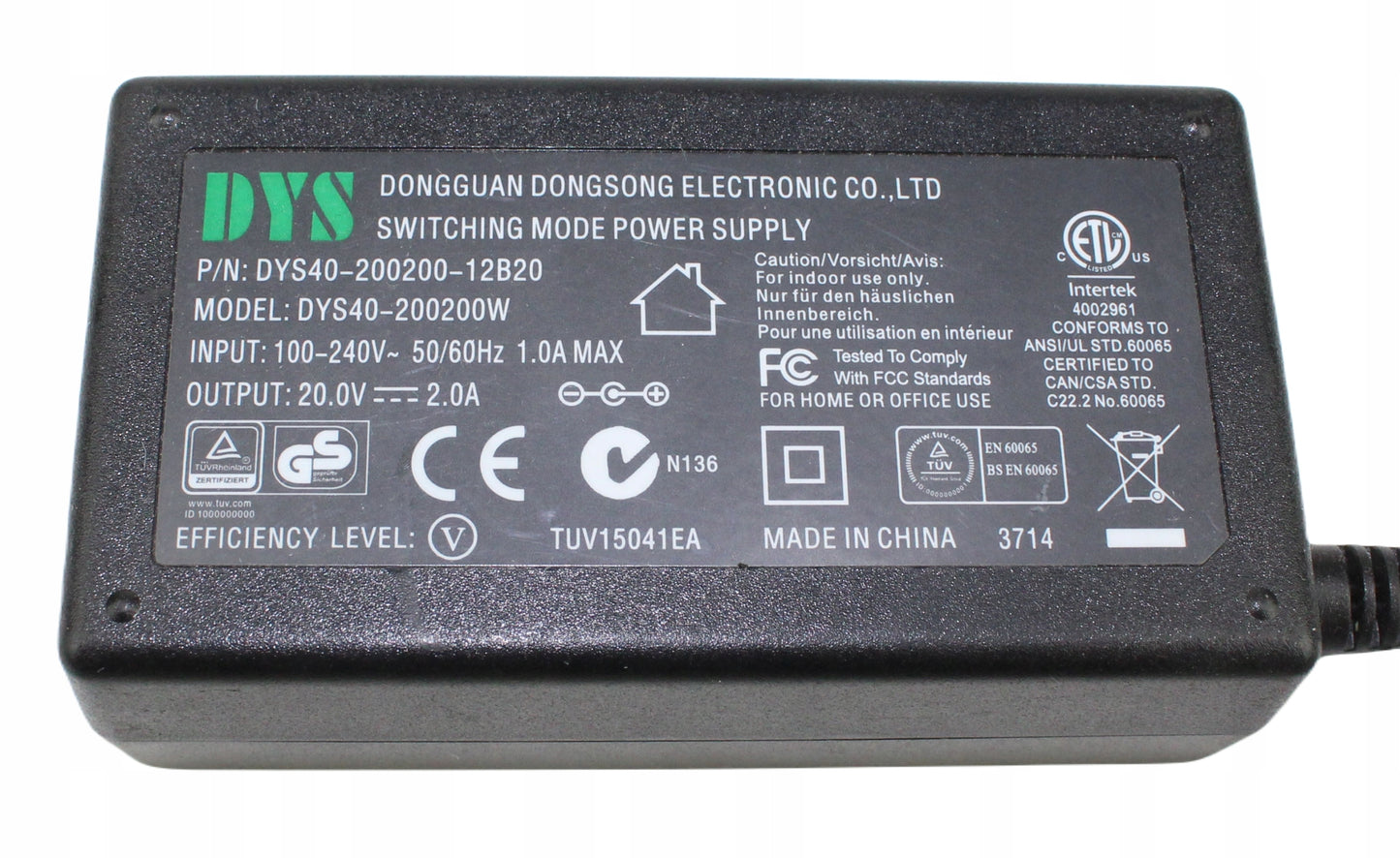 Zasilacz DYS DYS40-200200W 20V 2A 5.5mm