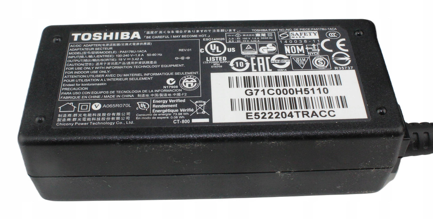 Zasilacz TOSHIBA PA5178U-1ACA 19V 3.42A 5.5mm