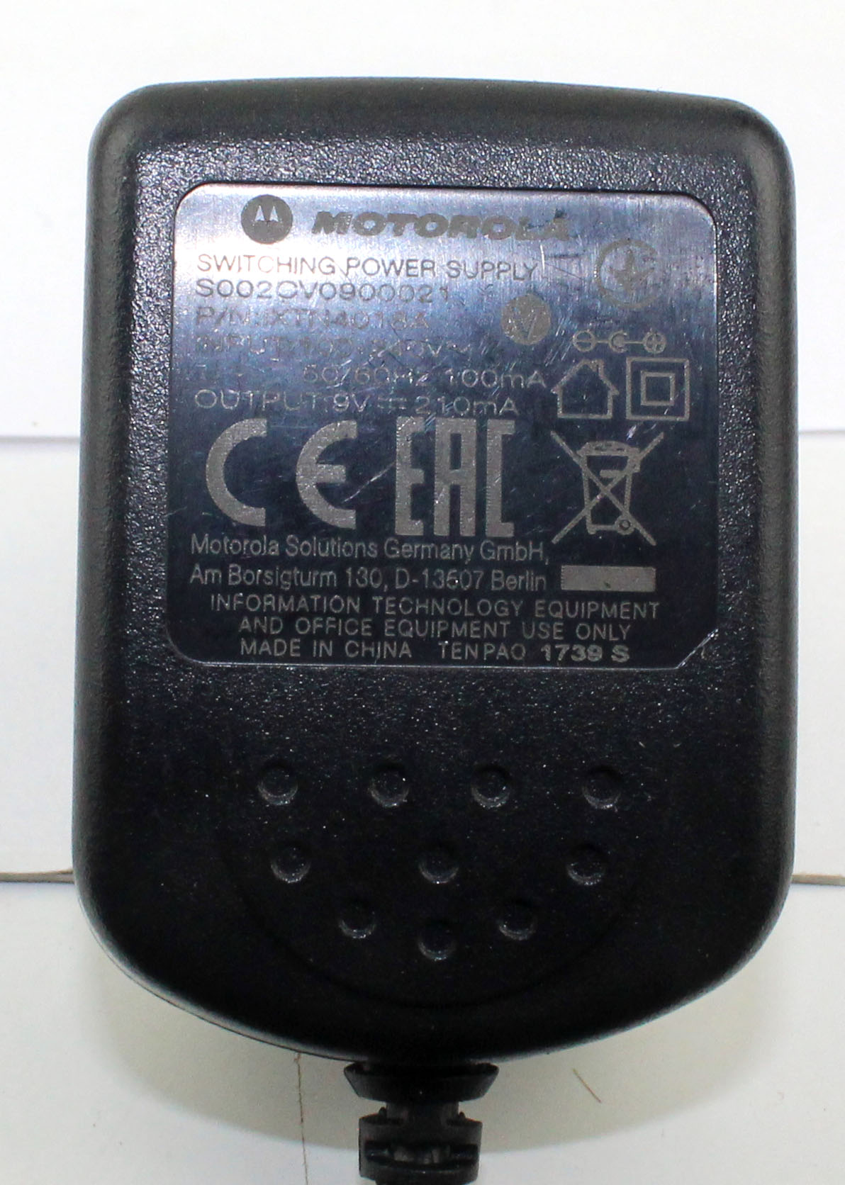 zasilacz MOTOROLA S002CV0900021 9V 210mA