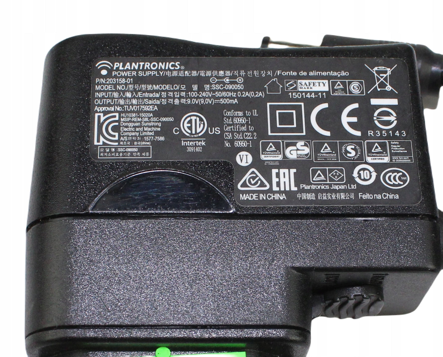 Zasilacz PLANTRONICS SSC-090050 9V 500mA 5.5mm