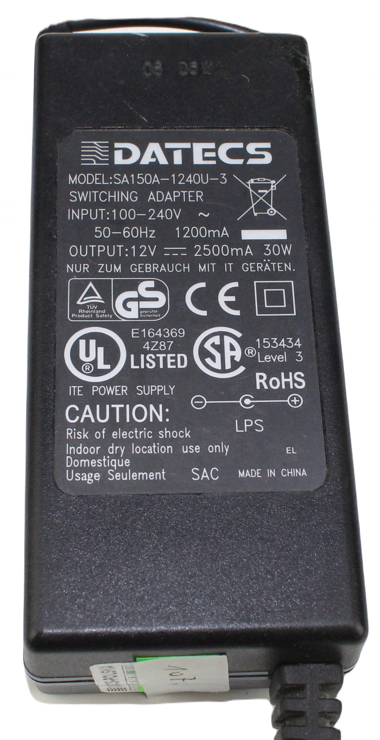 Zasilacz DATECS SA150A-1240U-3 12V 2500mA 5.5mm