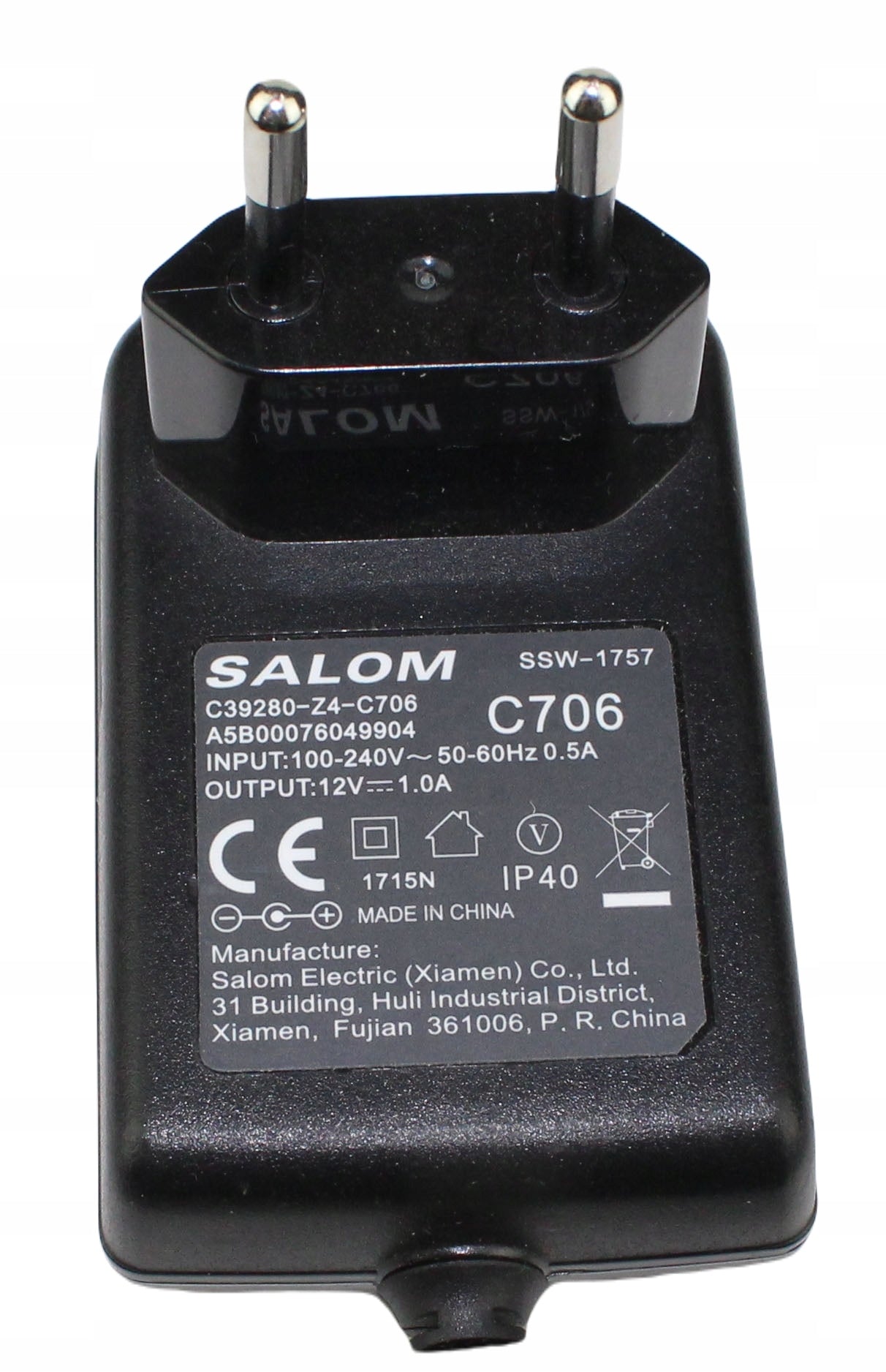 Zasilacz SALOM C39280-Z4-C706 12V 1A 5.5mm