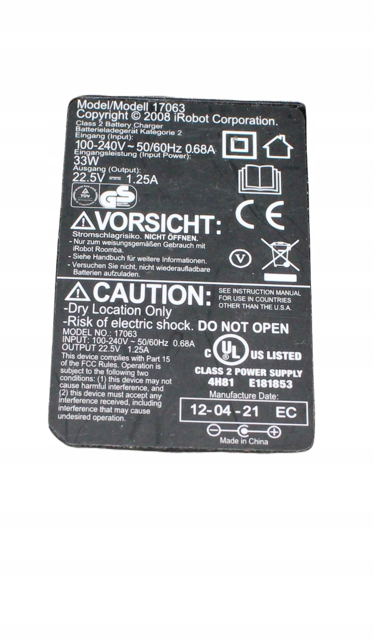 Zasilacz iROBOT 17063 22.5V 1.25A 5.5mm