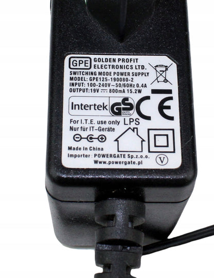 Zasilacz GPE GPE125-190080-2 19V 800mA 5.5mm