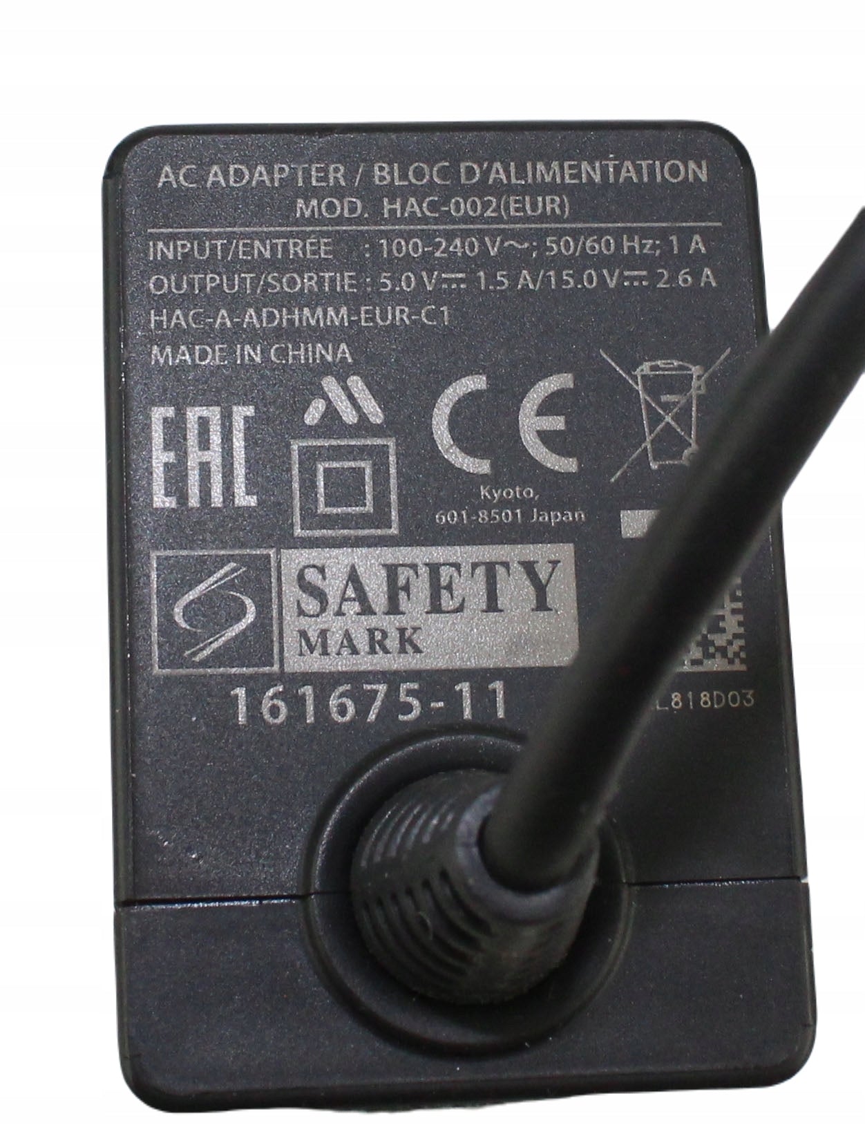 Zasilacz NINTENDO HAC-002 5V 1.5A 15V 2.6A