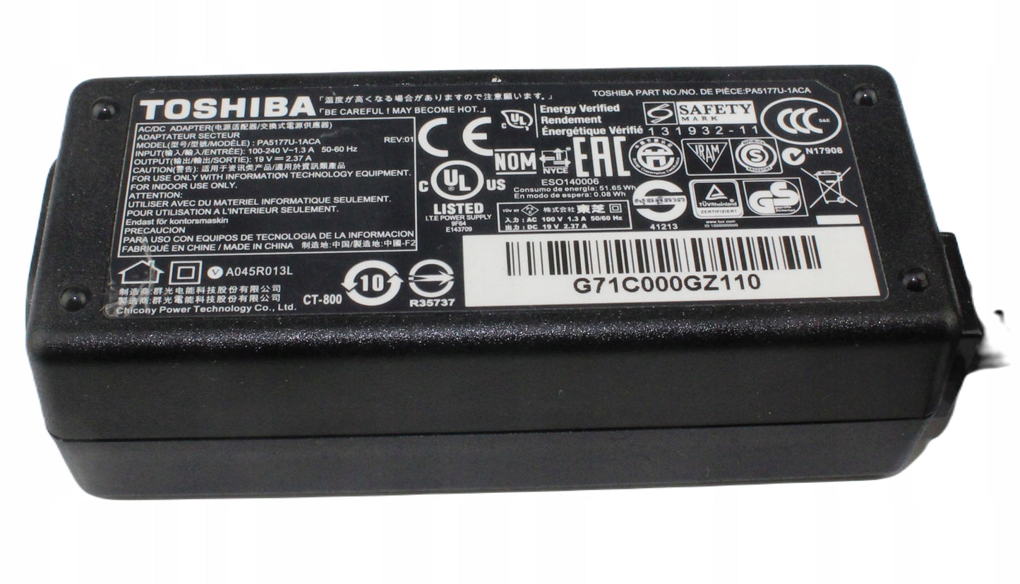 zasilacz TOSHIBA PA5177U-1ACA 19V 2.37A 5.5mm