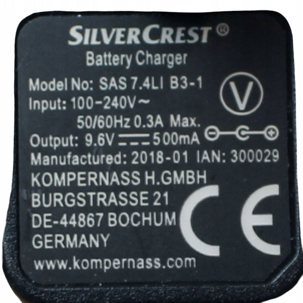Zasilacz SILVERCREST SAS7.4LIB3-1 9.6V 500mA 5.5mm