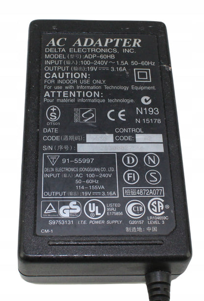 zasilacz DELTA ELECTRONICS 19V 3.16A 5.5mm