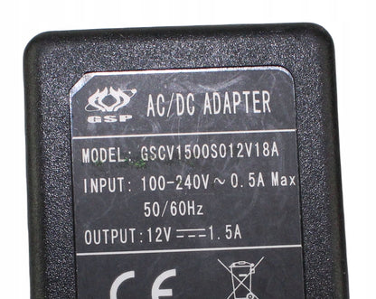 zasilacz GSP GSCV1500S012V18A 12V 1.5A 5.5mm
