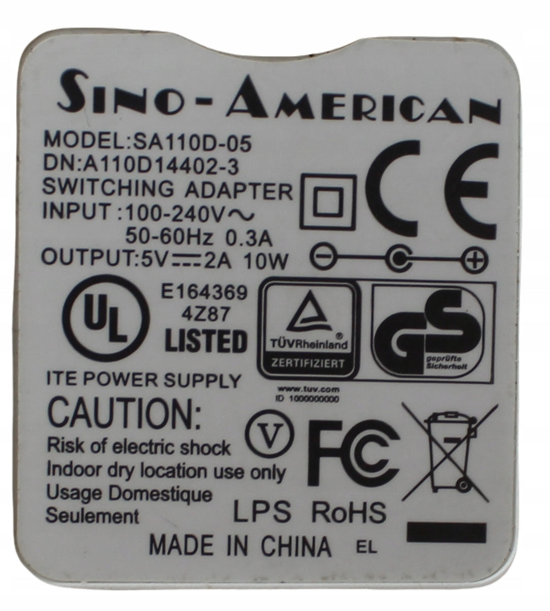 Zasilacz SINO-AMERICAN SA110D-05 5V 2A 5.5mm