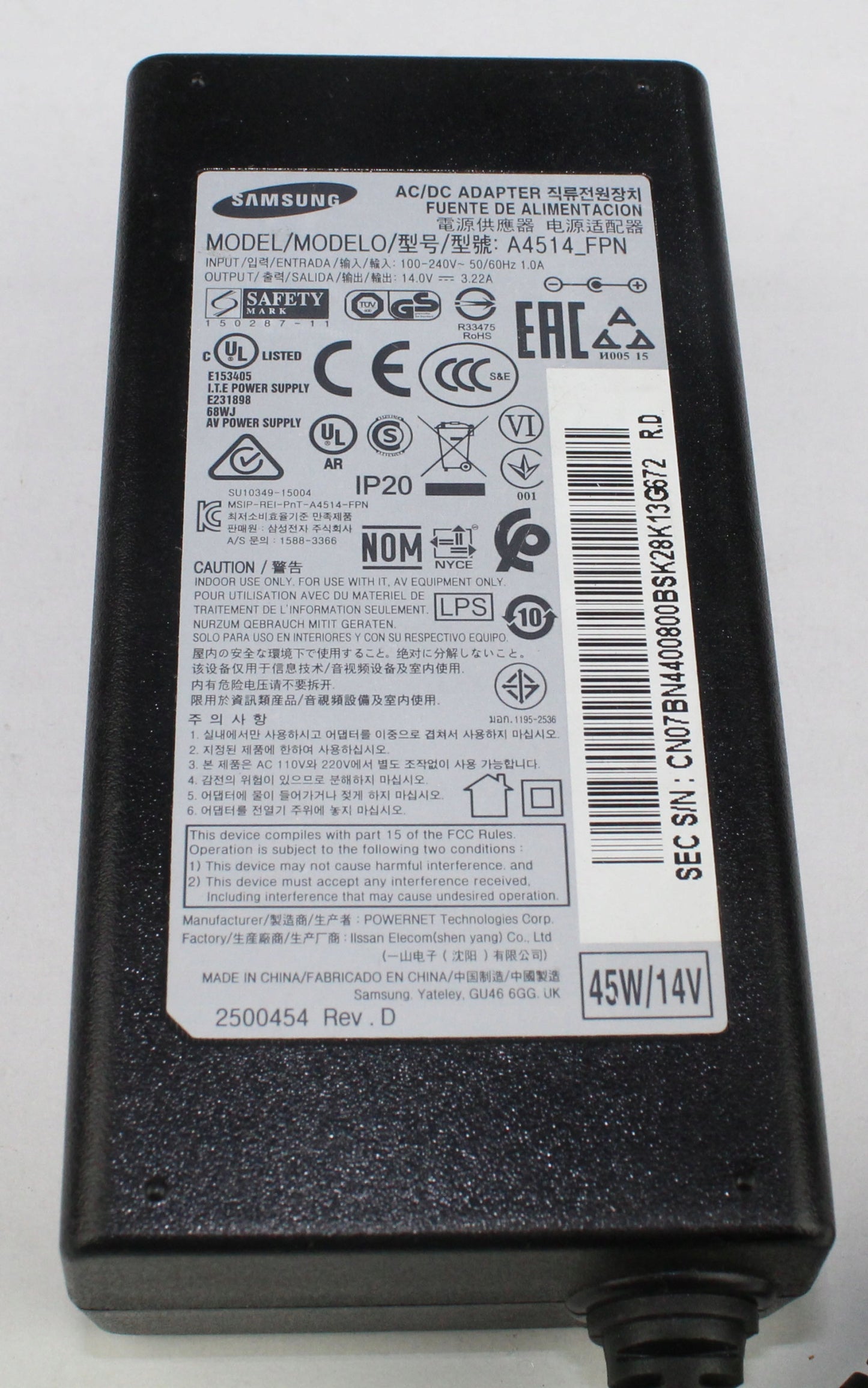 Zasilacz SAMSUNG A4514_FPN 14V 3.22A 6mm 5mm