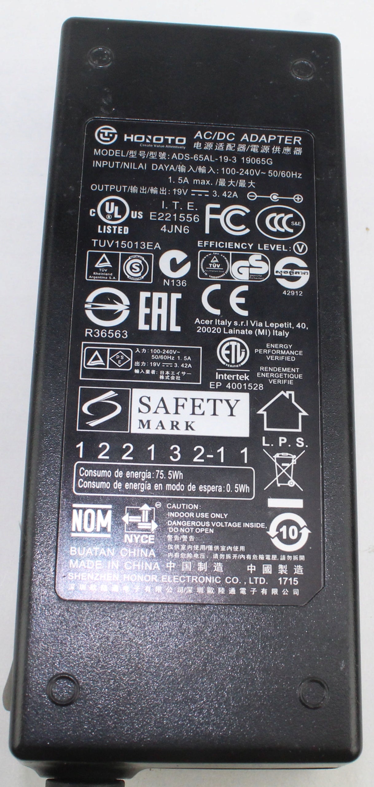 Zasilacz HOIOTO ADS-65AL-19-3 19065G 19V 3.42A